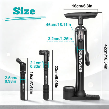 Bike Floor Pump Kit With Gauge 160Psi