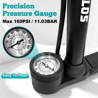 Bike Floor Pump Kit With Gauge 160Psi