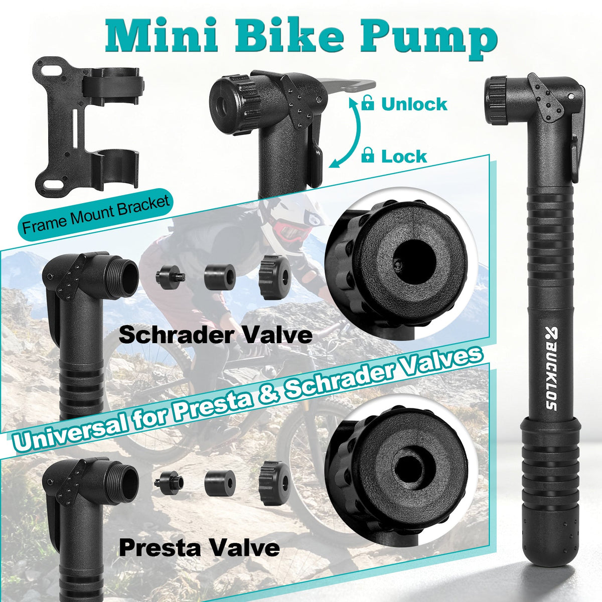 Bike Floor Pump Kit With Gauge 160Psi
