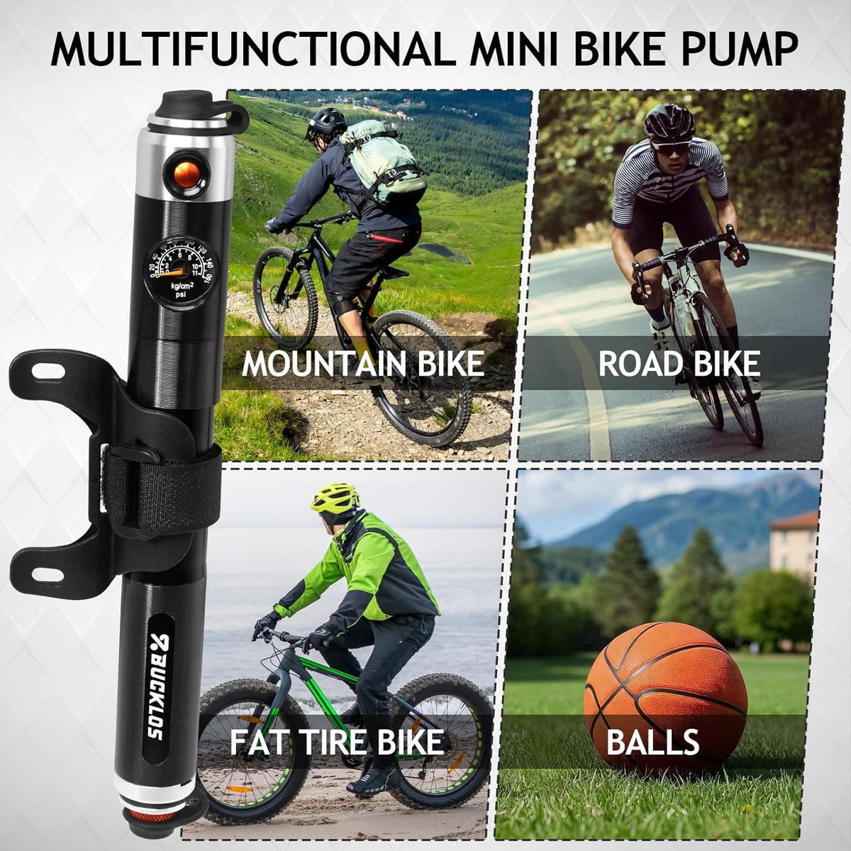 Mini Bike Pump with Pressure Gauge
